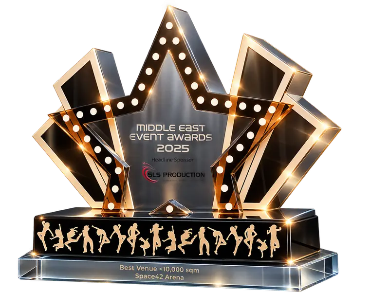 Middle East Event Awards 2025 trophy, Best Venue under 10,000 sqm, Space42 Arena